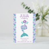 Mermaid Birthday Mermaid Number 9 Uitnodiging Briefkaart (Staand voorkant)