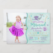 Mermaid Birthday nodigt u uit met foto Kaart (Voorkant)
