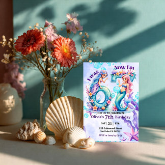 Mermaid Birthday Numbers 67 Kids Kaart