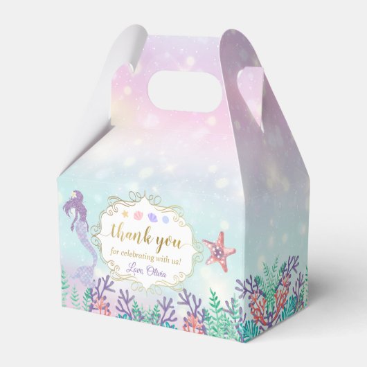 Mermaid Birthday onder de Zee Partij Dank u wel Bedankdoosjes (Achterkant)