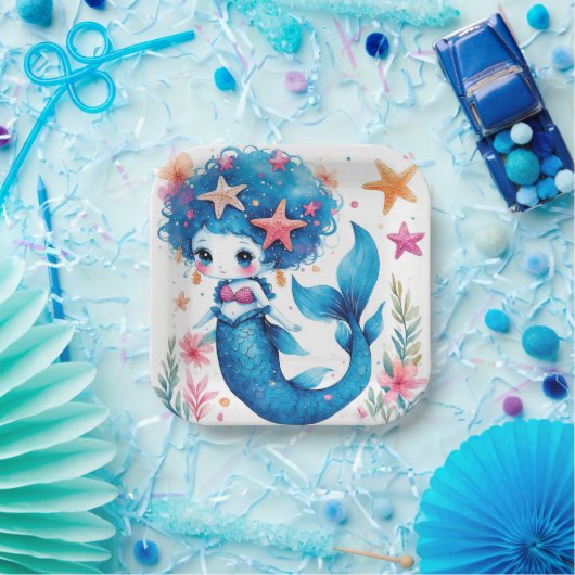 mermaid Birthday or Shower  Papieren Bordje (Feest)