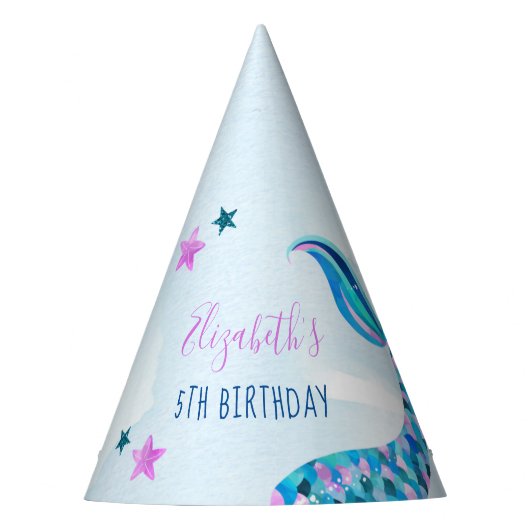 Mermaid Birthday Paper Party Petten Feesthoedjes (Voorkant)