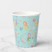 Mermaid Birthday Papieren Bekers (Achterkant)
