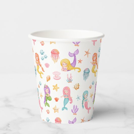 Mermaid Birthday Papieren Bekers (Voorkant)