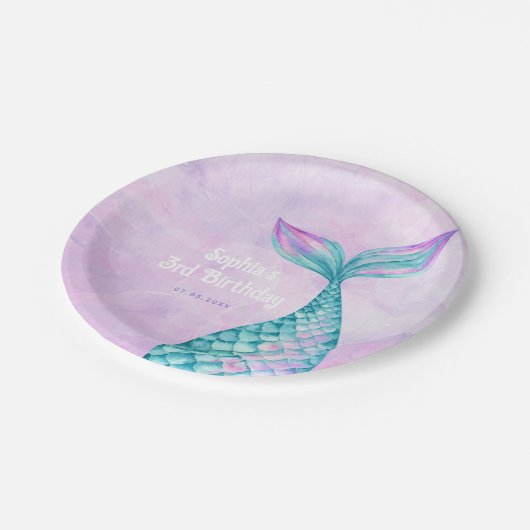 Mermaid Birthday Papieren Bordje (Gekanteld)