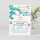 Mermaid Birthday Parade Invitation Kaart (Staand voorkant)