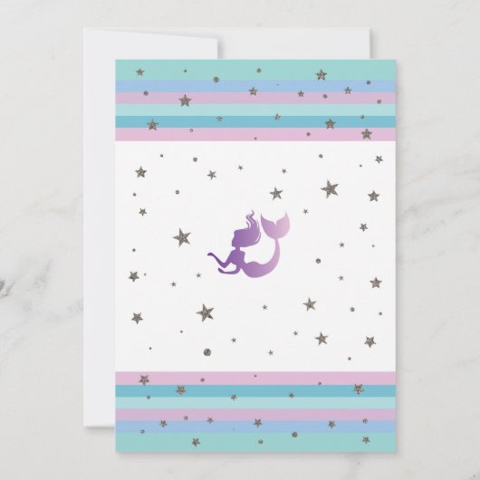 Mermaid Birthday Party Any Age 5e 6e 7e Uitnodigin Kaart (Achterkant)