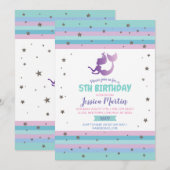 Mermaid Birthday Party Any Age 5e 6e 7e Uitnodigin Kaart (Voorkant / Achterkant)