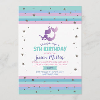 Mermaid Birthday Party Any Age 5e 6e 7e Uitnodigin Kaart