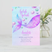 Mermaid Birthday Party any Age Splish Splash Kaart (Staand voorkant)
