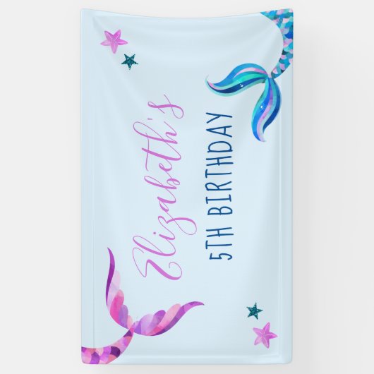 Mermaid Birthday Party Banner (Verticaal)