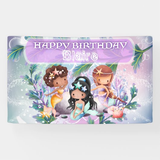 Mermaid Birthday Party Banner (Horizontaal)
