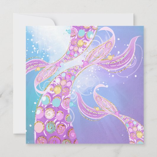 Mermaid Birthday Party Bash Bedankkaart (Achterkant)