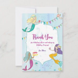 Mermaid Birthday Party Bedankkaart