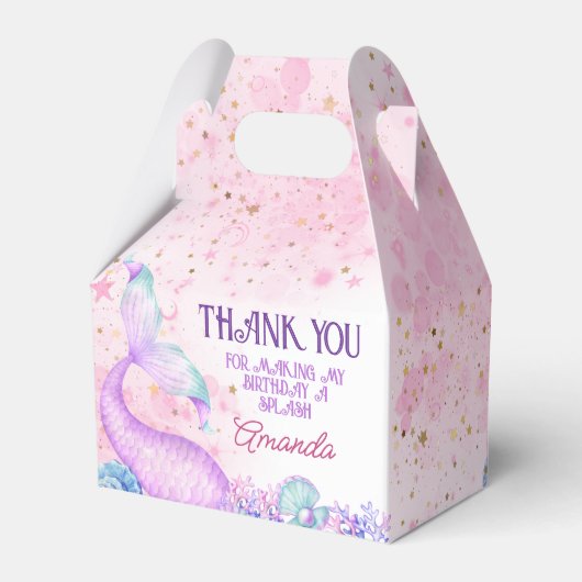 Mermaid Birthday Party Bedankt Bedankdoosjes (Achterkant)