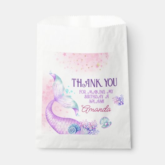Mermaid Birthday Party Bedankt Bedankzakje (Voorkant)