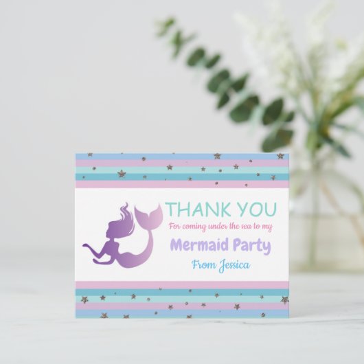 Mermaid Birthday Party Bedankt dat je creditcard u (Staand voorkant)