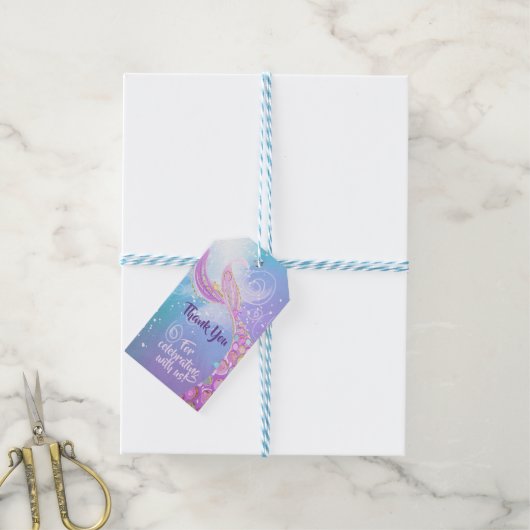 Mermaid Birthday Party Cadeaulabel (Met Touw)