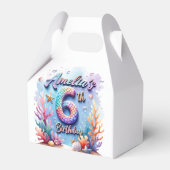 Mermaid Birthday Party Custom Name & Age Amelia 6 Bedankdoosjes (Achterkant)