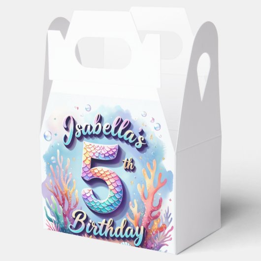 Mermaid Birthday Party Custom Name & Age Isabella  Bedankdoosjes (Geopend)