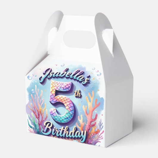 Mermaid Birthday Party Custom Name & Age Isabella Bedankdoosjes (Voorkant Zijde)