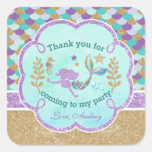 Mermaid Birthday Party Dank je wel voor Sticker