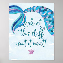 Mermaid Birthday Party Decorations Sign Poster