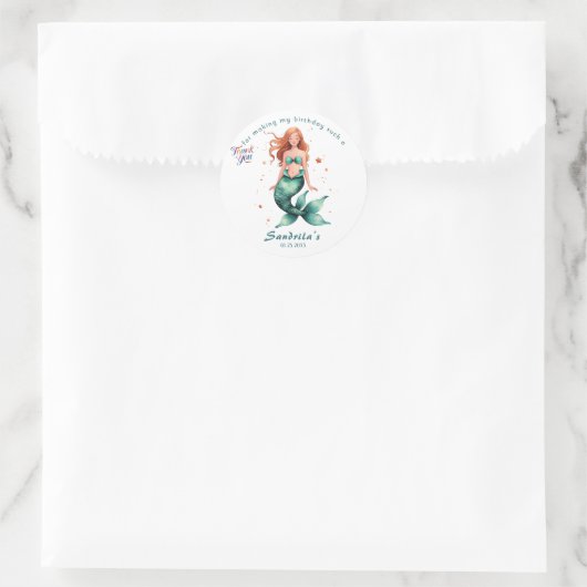 Mermaid  Birthday Party der The Sea Mermaid  Ronde Sticker (Tas)