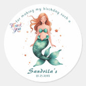 Mermaid  Birthday Party der The Sea Mermaid  Ronde Sticker (Voorkant)