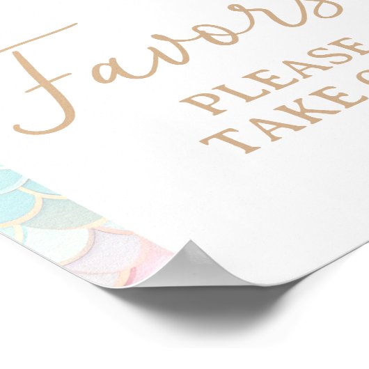 Mermaid Birthday Party Favors Sign Poster (Hoek)