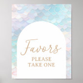 Mermaid Birthday Party Favors Sign Poster (Voorkant)