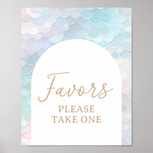 Mermaid Birthday Party Favors Sign Poster (Voorkant)