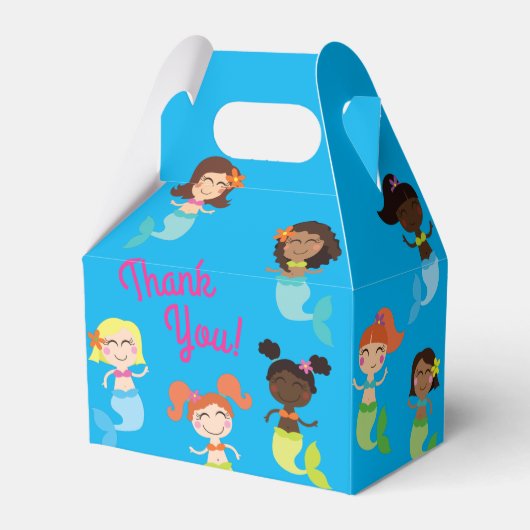 Mermaid Birthday Party Gable Favor Box Bedankdoosjes (Achterkant)