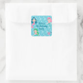 Mermaid Birthday Party - Gepersonaliseerd Vierkante Sticker (Tas)
