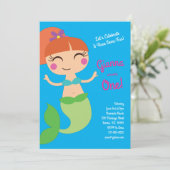 Mermaid Birthday Party Kaart (Staand voorkant)