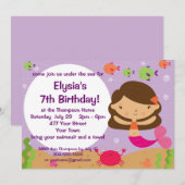 mermaid Birthday Party Kaart (Voorkant / Achterkant)