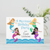 Mermaid Birthday Party Kaart (Staand voorkant)