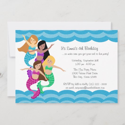 Mermaid Birthday Party Kaart (Achterkant)