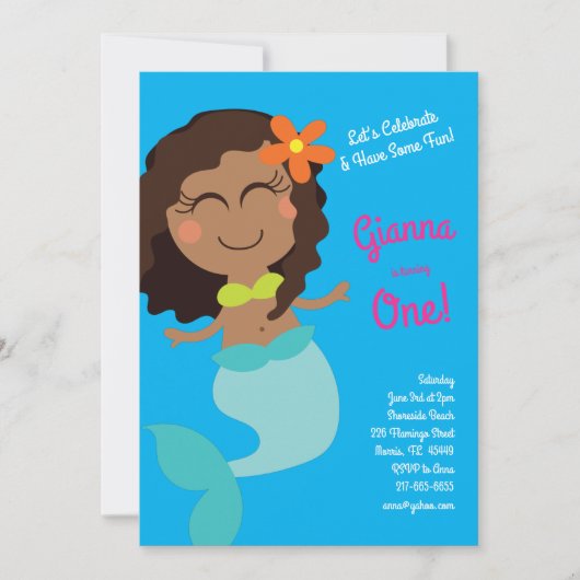 Mermaid Birthday Party Kaart (Voorkant)