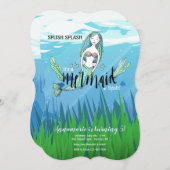 Mermaid Birthday Party Kaart (Voorkant / Achterkant)