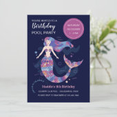 Mermaid Birthday Party Kaart (Staand voorkant)