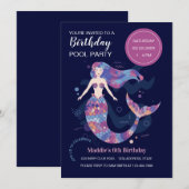 Mermaid Birthday Party Kaart (Voorkant / Achterkant)