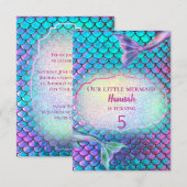 mermaid Birthday Party Kaart (Voorkant / Achterkant)