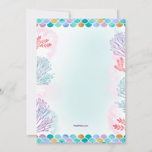 mermaid Birthday Party Kaart (Achterkant)