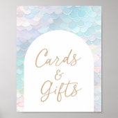 Mermaid Birthday Party Kaarten and Gifts Sign Poster (Voorkant)