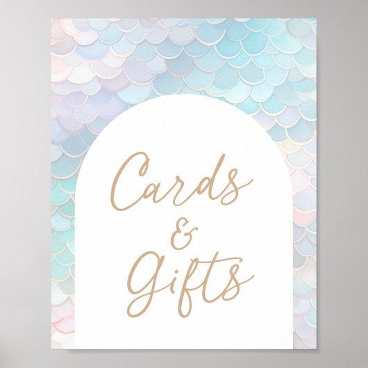 Mermaid Birthday Party Kaarten and Gifts Sign Poster (Voorkant)