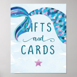 Mermaid Birthday Party Kaarten and Gifts Sign Poster
