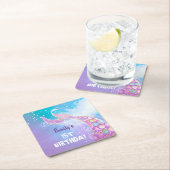 Mermaid Birthday Party Kartonnen Onderzetters (Insitu)