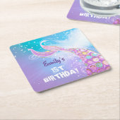 Mermaid Birthday Party Kartonnen Onderzetters (Schuin)