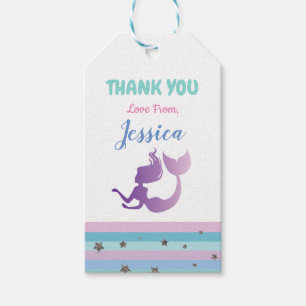 Mermaid Birthday Party nodigt Labels voor dank uit Cadeaulabel